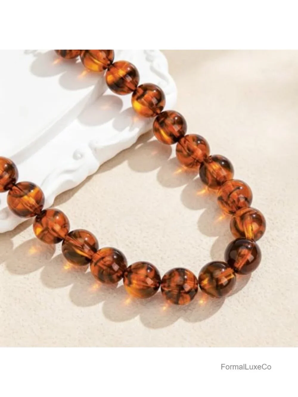 Chunky Beaded Collar Necklace - Large Round Resin Boho Choker Statement Jewelry